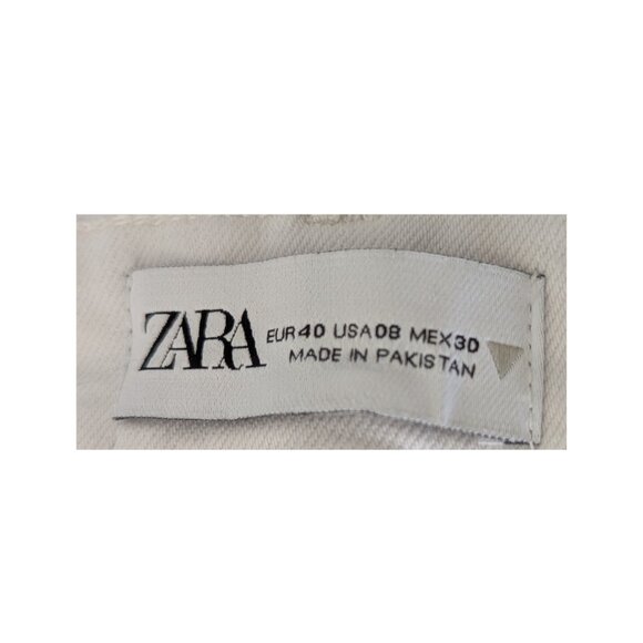 ZARA White Straight Crop Jeans – Size 8 – Join Life – Raw Hem – Preowned - Picture 4 of 7